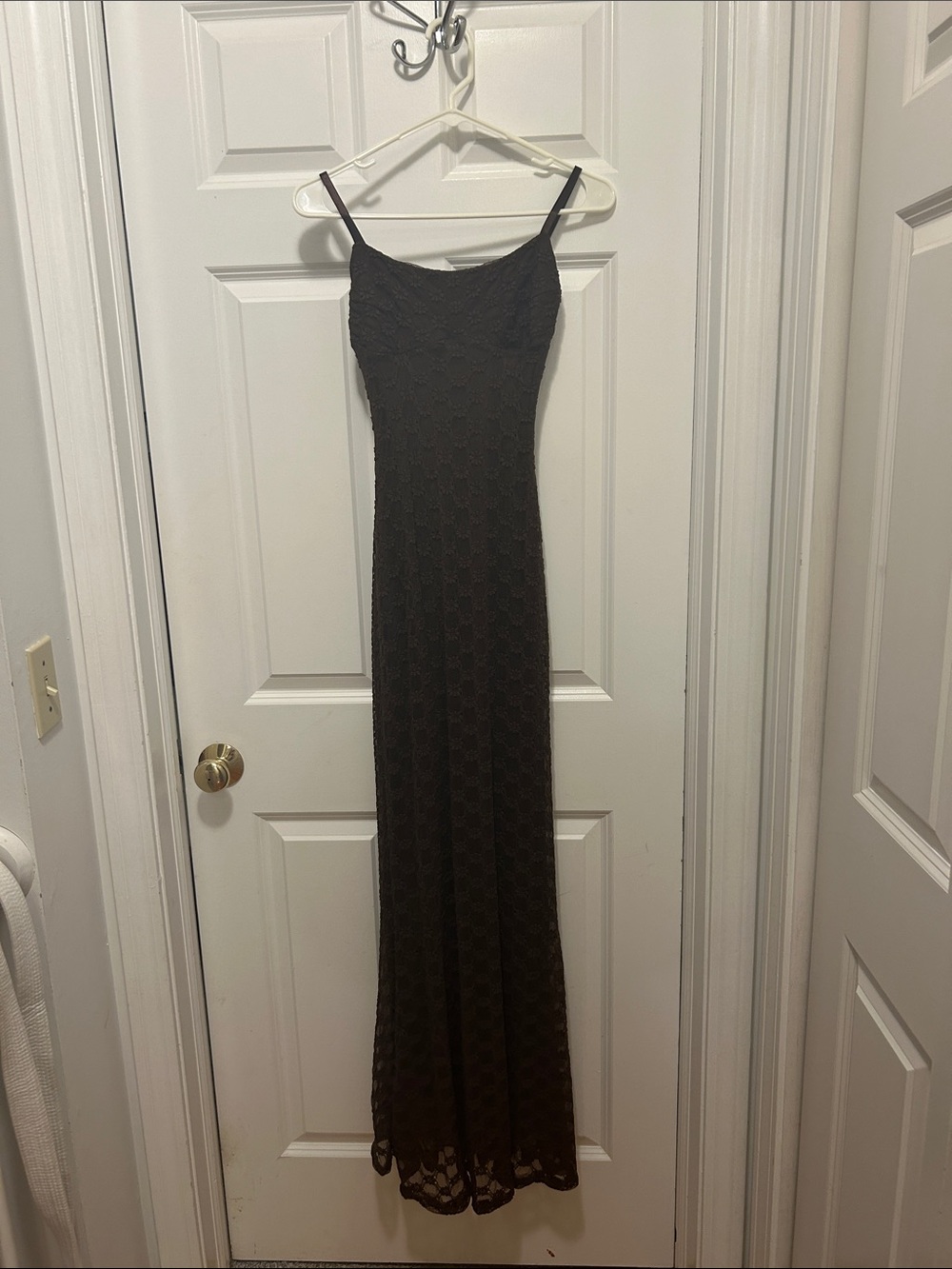 Brown Lace Maxi Slip Dress